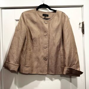 Talbots Gold Metallic Formal Jacket Plus Size Holiday Dressy Festive Christmas